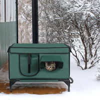 Waterproof Heated Cat House Outdoor Weatherproof Insulated Kitty Shelter Feral Cat Heating Bed with Heating Pad Anti-Che