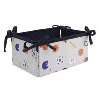 NoJo Team All Star Navy, Grey, and Light Blue, Football, Baseball, Soccer and Basketball, Fox, Raccoon and Hedgehog 4 Piece Nursery Crib Bedding Set - Comforter, 100% Cotton Fitted Crib Sheet, Crib Skirt and Storage Tote - BIG FRENCHIES