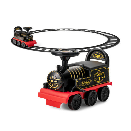 6V Electric Kids Ride On Car Toy Train with 16 Pieces Tracks-Black - BIG FRENCHIES