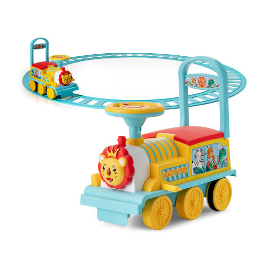 6V Electric Kids Ride On Car Toy Train with 16 Pieces Tracks-Blue - BIG FRENCHIES
