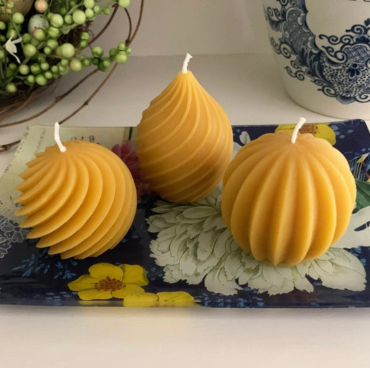Elegant Beeswax Candle Set | Pear | Spiral | Melon - BIG FRENCHIES