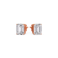 Certified Emerald Cut Diamond Solitaire Stud Earrings