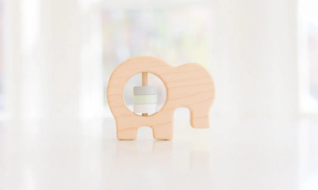 Elephant Wooden Baby Rattle - BIG FRENCHIES