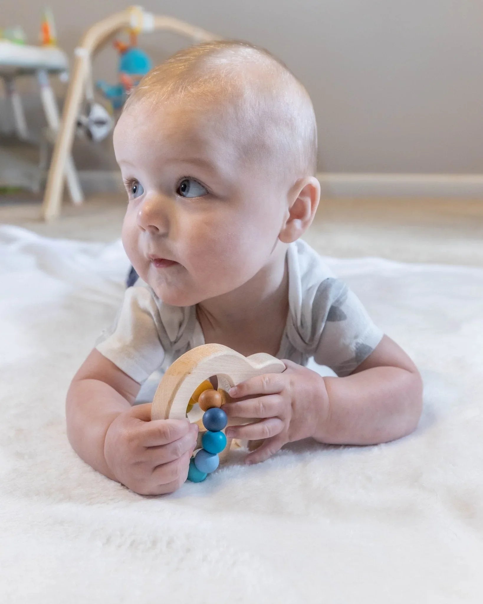 Elephant Wooden Grasping Toy with Teething Beads - BIG FRENCHIES