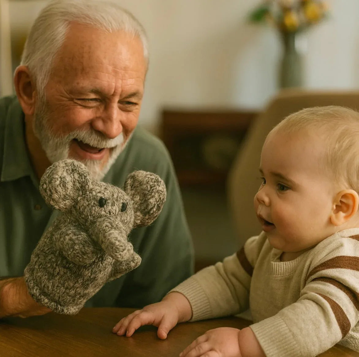 Organic Wool Knit Hand Puppet | Elliot the Elephant - BIG FRENCHIES