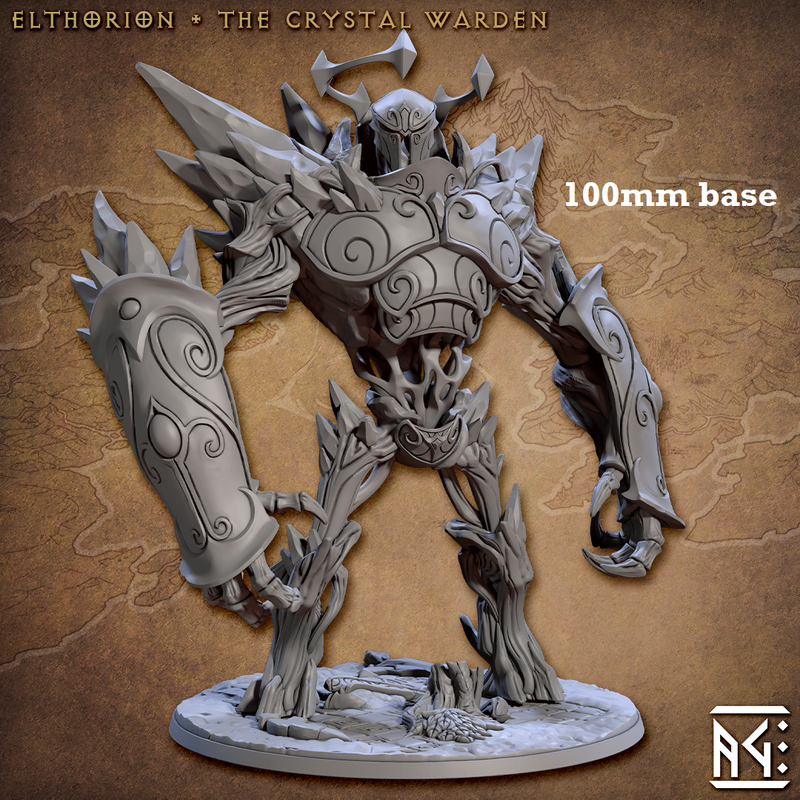 Elthorion, the Crystal Warden (Elemental Construct Epic Boss)-3D Printed Miniatures-BIG FRENCHIES-All Systems Go Games