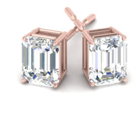 Certified Emerald Cut Diamond Solitaire Stud Earrings