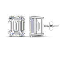Certified Emerald Cut Diamond Solitaire Stud Earrings