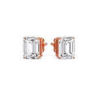 Certified Emerald Cut Diamond Solitaire Stud Earrings