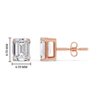 Certified Emerald Cut Diamond Solitaire Stud Earrings