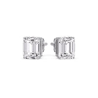 Certified Emerald Cut Diamond Solitaire Stud Earrings