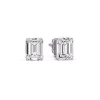 Certified Emerald Cut Diamond Solitaire Stud Earrings