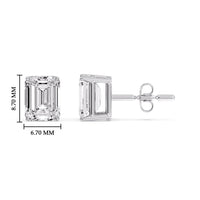 Certified Emerald Cut Diamond Solitaire Stud Earrings