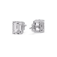 Certified Emerald Cut Diamond Solitaire Stud Earrings