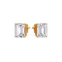 Certified Emerald Cut Diamond Solitaire Stud Earrings