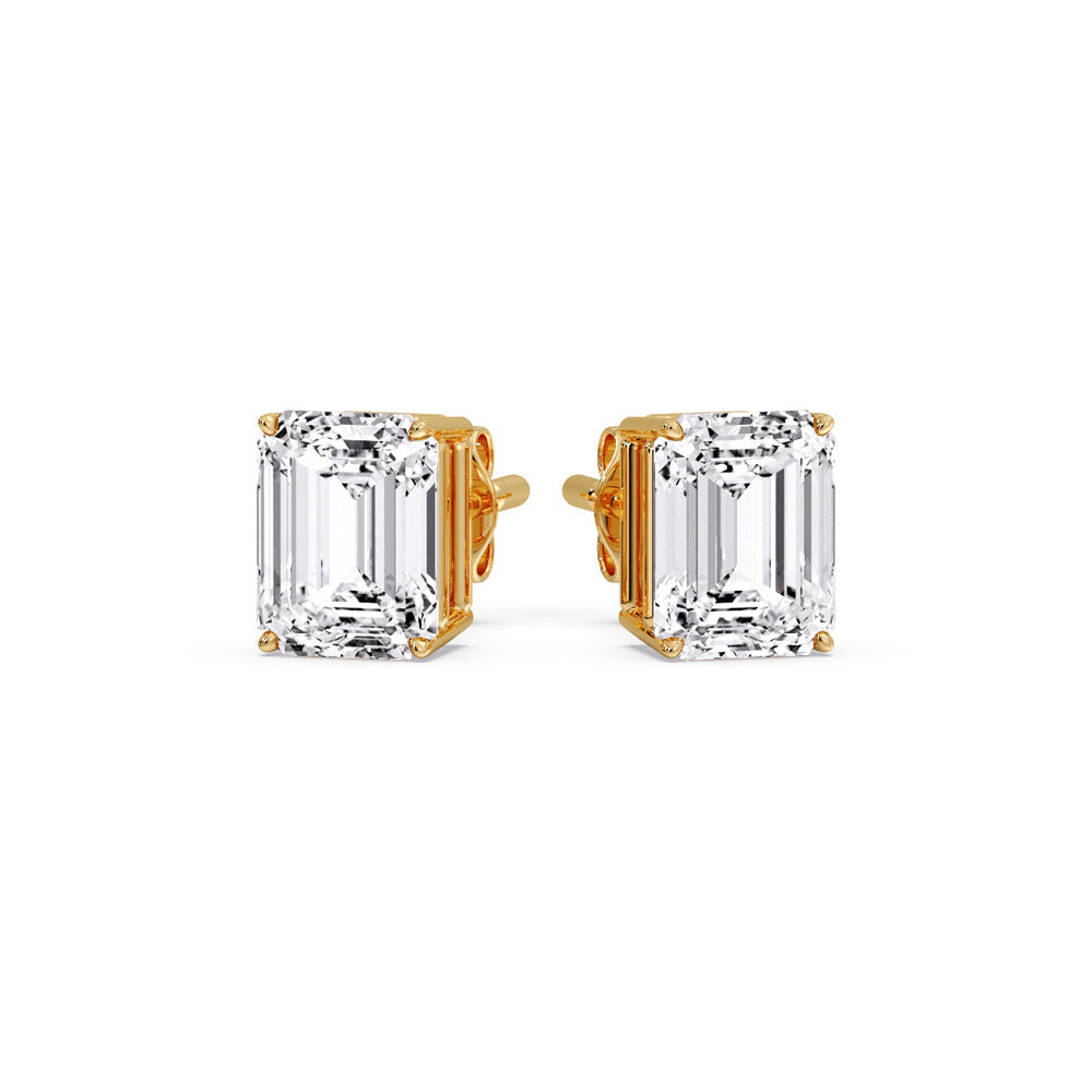 Certified Emerald Cut Diamond Solitaire Stud Earrings