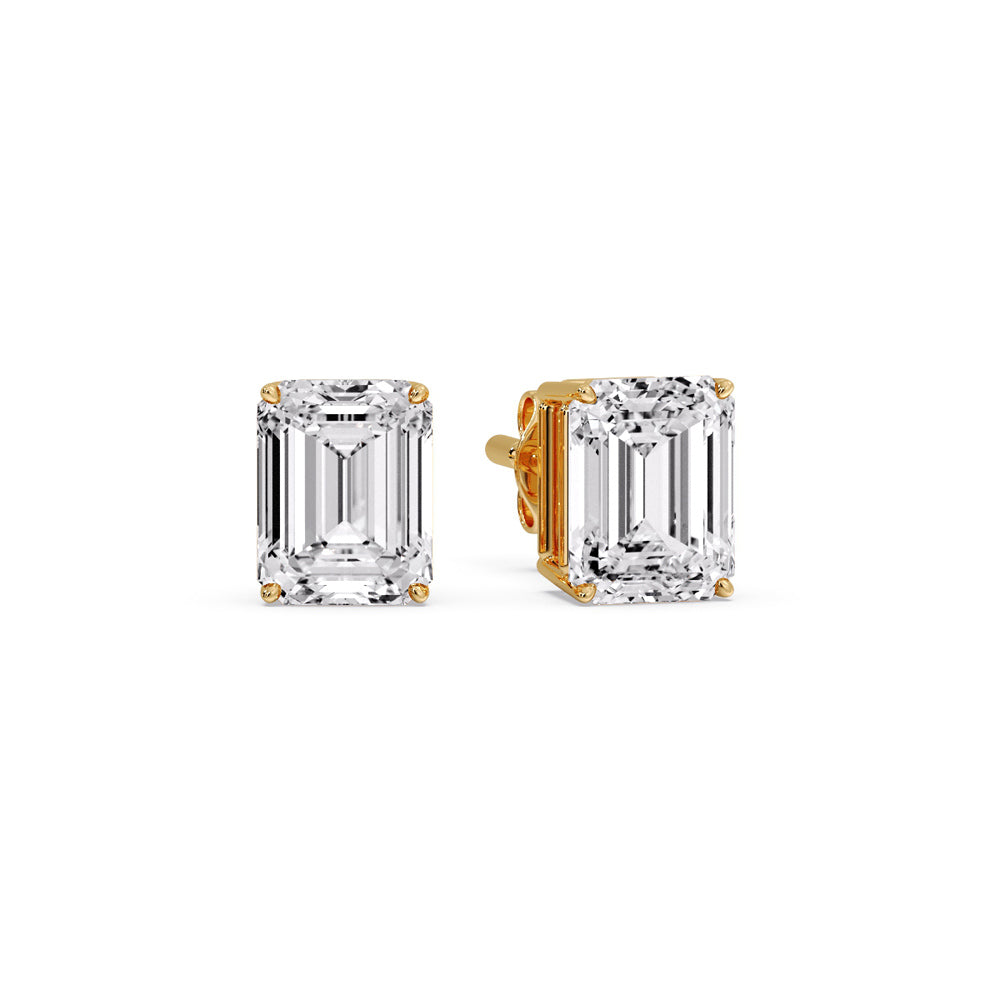 Certified Emerald Cut Diamond Solitaire Stud Earrings
