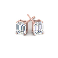 Certified Emerald Cut Diamond Solitaire Stud Earrings