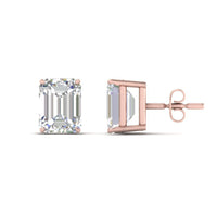 Certified Emerald Cut Diamond Solitaire Stud Earrings