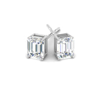 Certified Emerald Cut Diamond Solitaire Stud Earrings