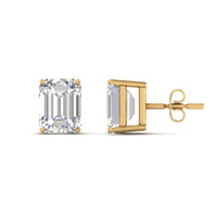 Certified Emerald Cut Diamond Solitaire Stud Earrings