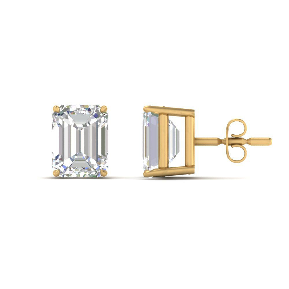Certified Emerald Cut Diamond Solitaire Stud Earrings