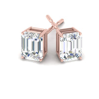 Certified Emerald Cut Diamond Solitaire Stud Earrings