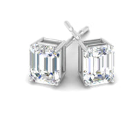 Certified Emerald Cut Diamond Solitaire Stud Earrings