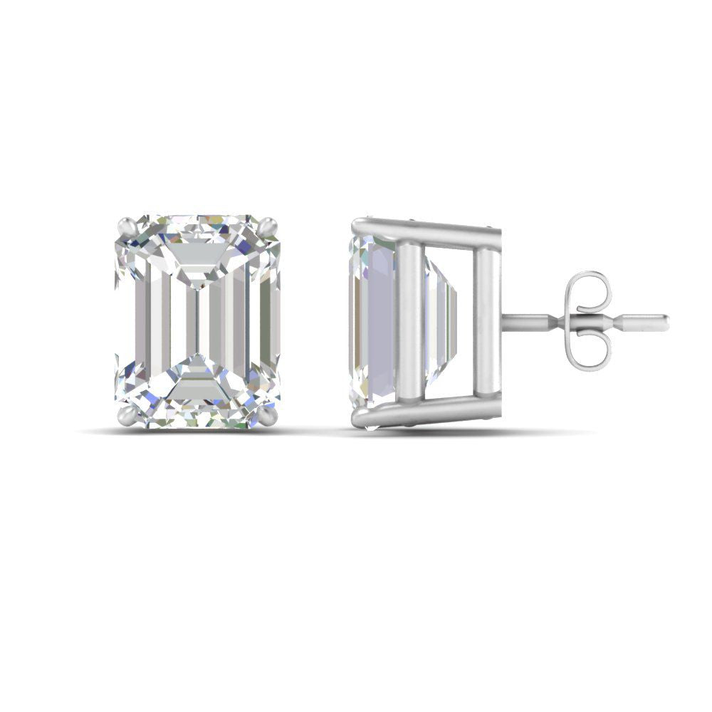 Certified Emerald Cut Diamond Solitaire Stud Earrings