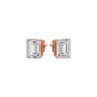 Certified Emerald Cut Diamond Solitaire Stud Earrings