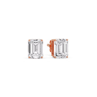 Certified Emerald Cut Diamond Solitaire Stud Earrings