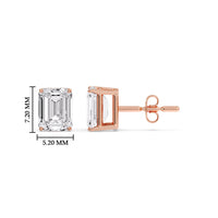 Certified Emerald Cut Diamond Solitaire Stud Earrings