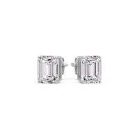 Certified Emerald Cut Diamond Solitaire Stud Earrings