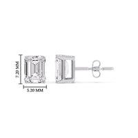 Certified Emerald Cut Diamond Solitaire Stud Earrings
