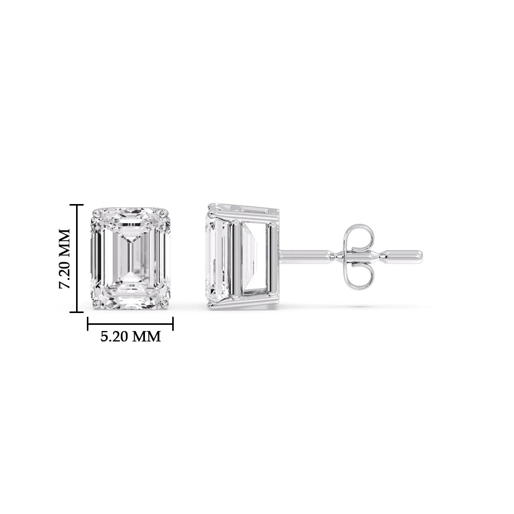 Certified Emerald Cut Diamond Solitaire Stud Earrings