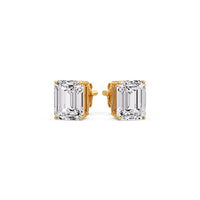 Certified Emerald Cut Diamond Solitaire Stud Earrings