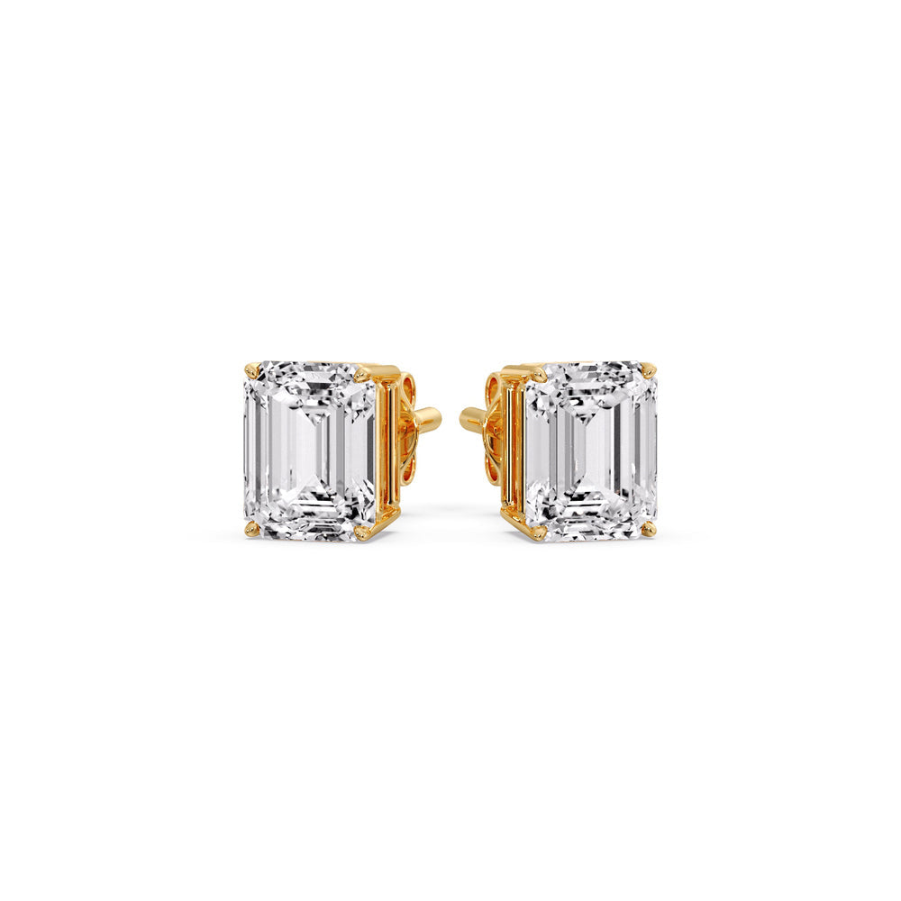 Certified Emerald Cut Diamond Solitaire Stud Earrings