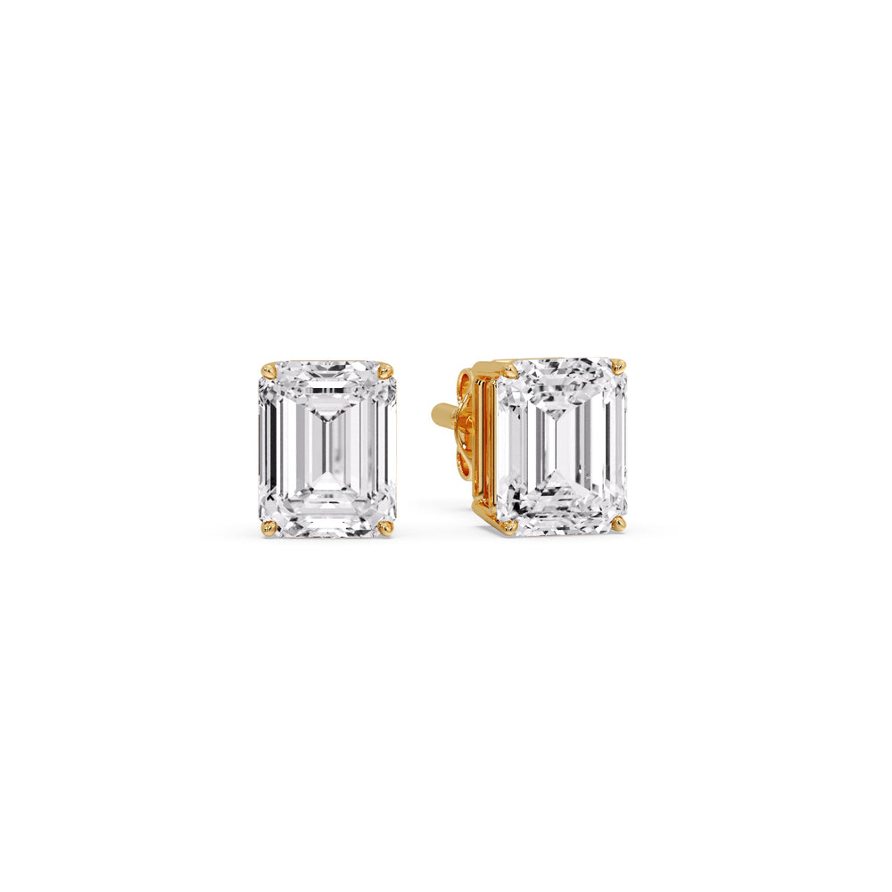 Certified Emerald Cut Diamond Solitaire Stud Earrings