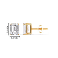 Certified Emerald Cut Diamond Solitaire Stud Earrings