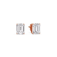 Certified Emerald Cut Diamond Solitaire Stud Earrings