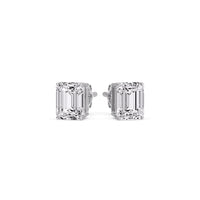 Certified Emerald Cut Diamond Solitaire Stud Earrings