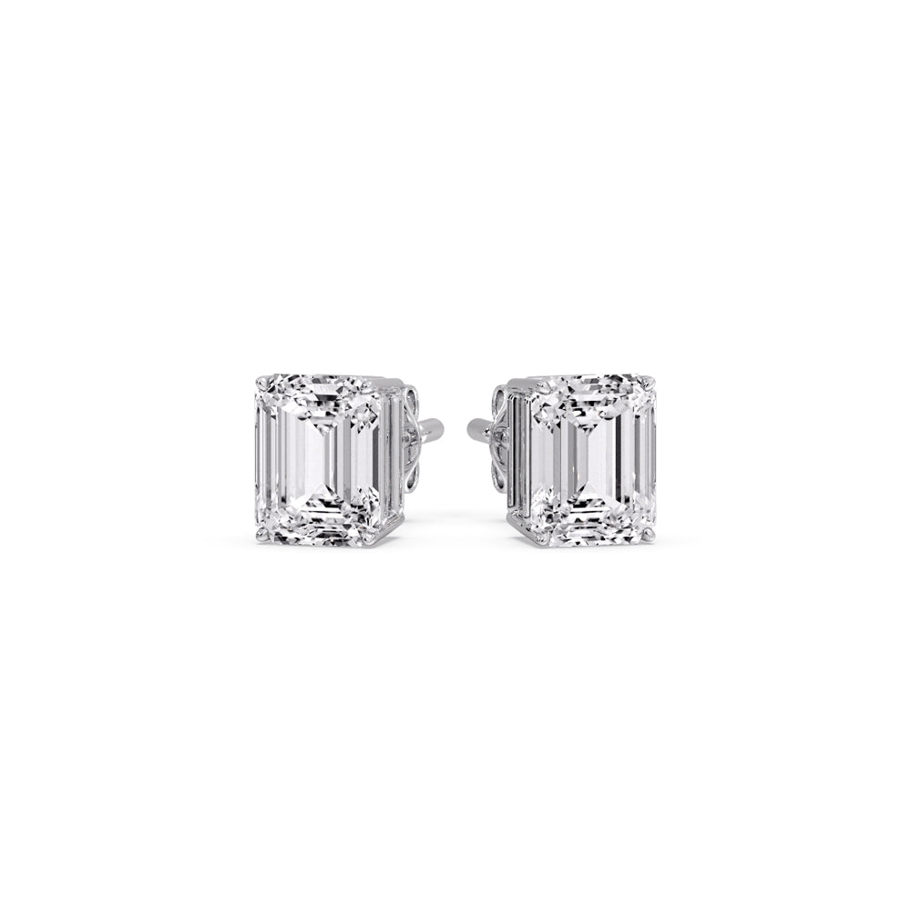 Certified Emerald Cut Diamond Solitaire Stud Earrings