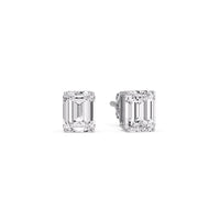 Certified Emerald Cut Diamond Solitaire Stud Earrings