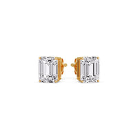 Certified Emerald Cut Diamond Solitaire Stud Earrings