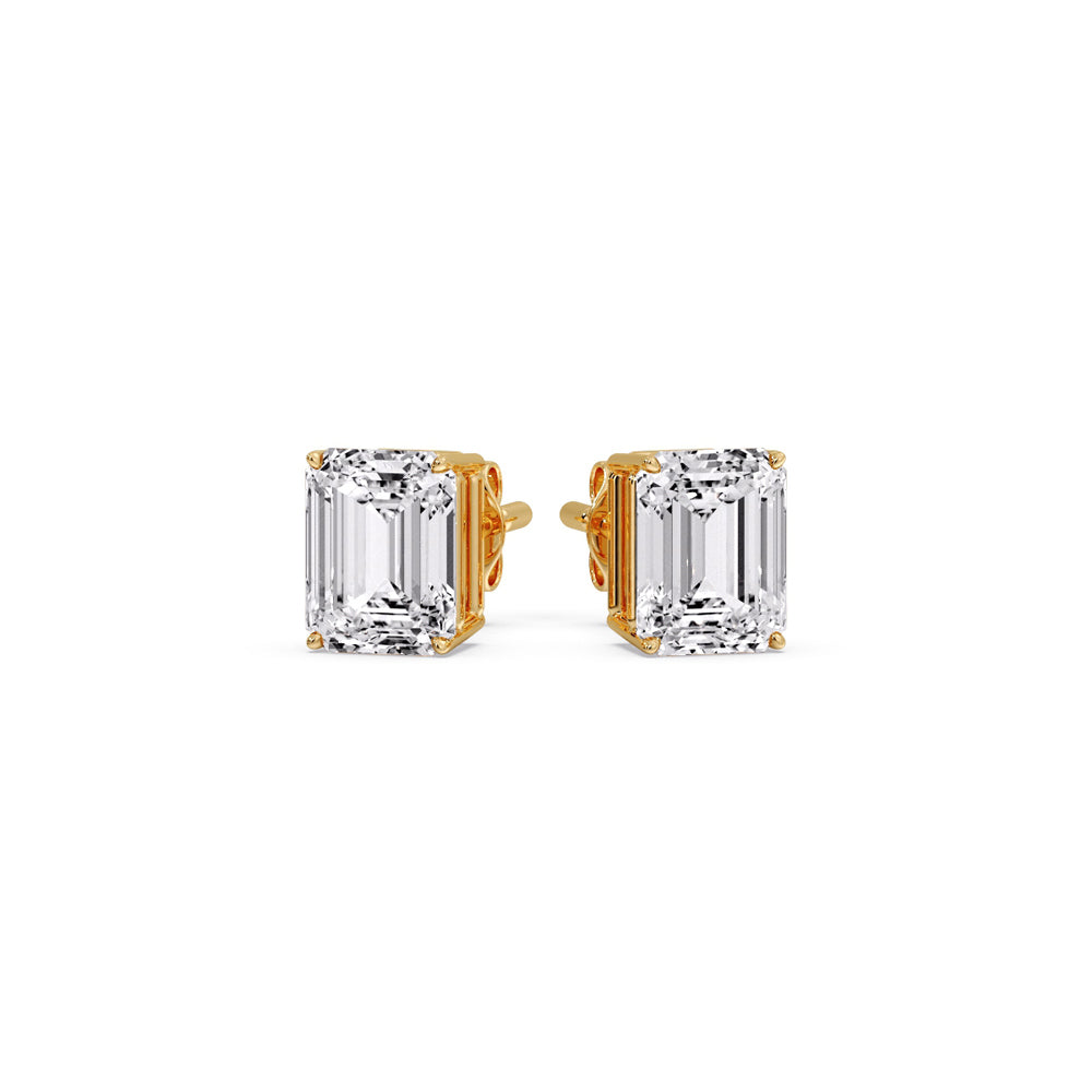 Certified Emerald Cut Diamond Solitaire Stud Earrings