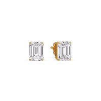 Certified Emerald Cut Diamond Solitaire Stud Earrings