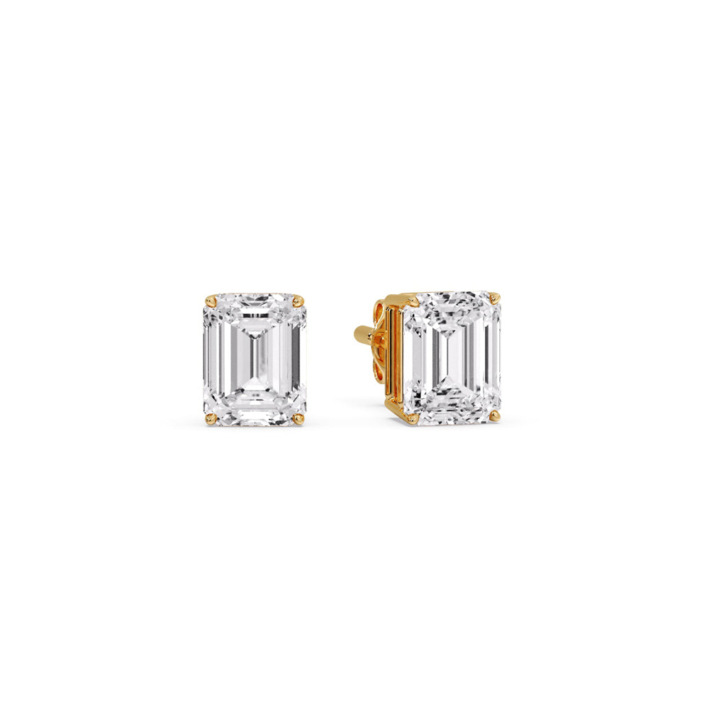 Certified Emerald Cut Diamond Solitaire Stud Earrings