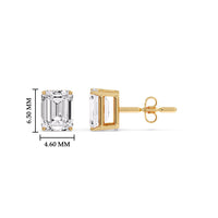Certified Emerald Cut Diamond Solitaire Stud Earrings