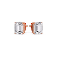 Certified Emerald Cut Diamond Solitaire Stud Earrings