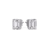 Certified Emerald Cut Diamond Solitaire Stud Earrings